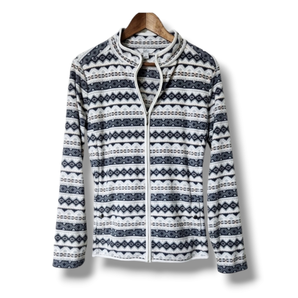Croft & Barrow Fleece Winter Tribal Print Jacket | Large